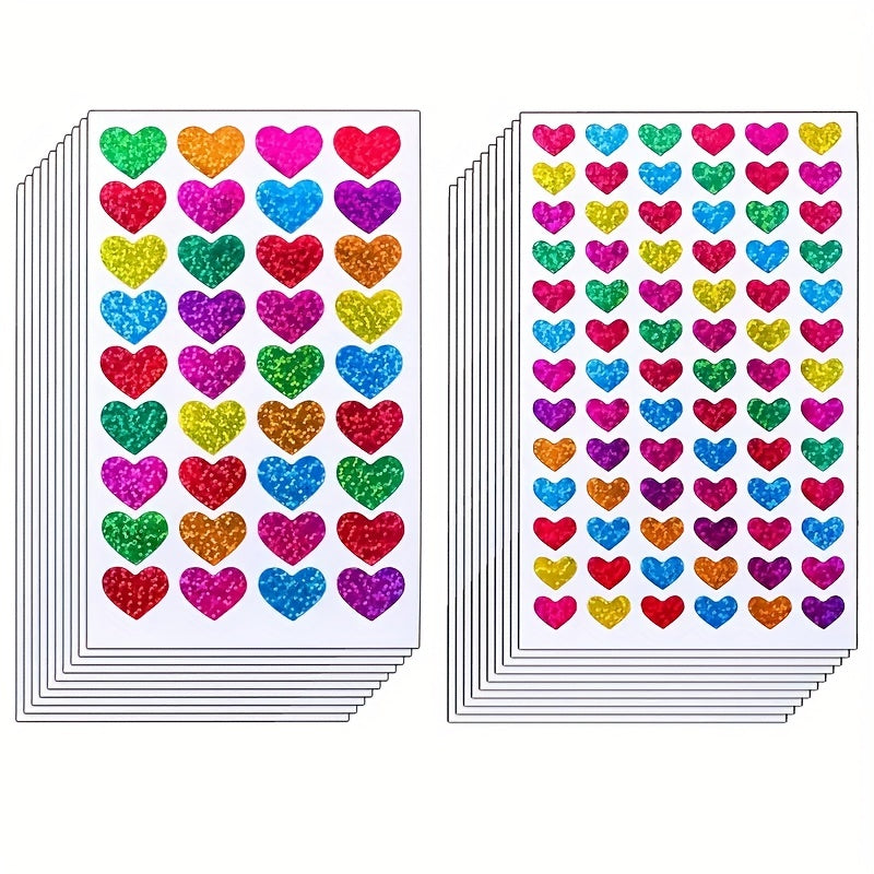 10 Glitter Heart Stickers Love Decoration Crafts Sealing Stickers