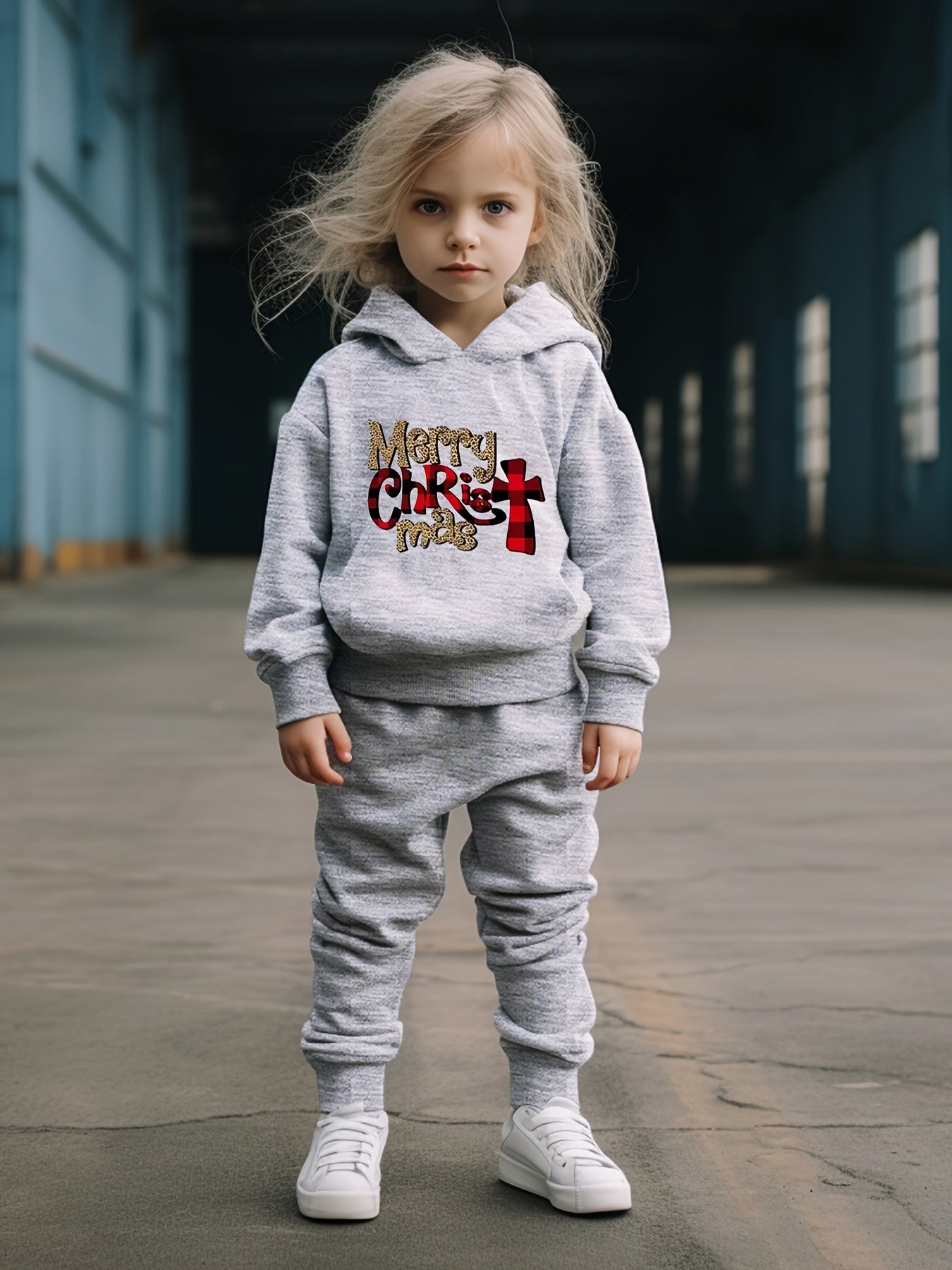 OERYUI Merry Christmas Hooded Pullover Pants Set Sports Spring Fall