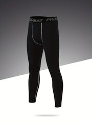 Men's Solid Sports Leggings Active Quick Drying High Stretch Compression Pants