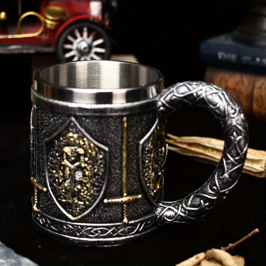 Medieval Warrior Stainless Steel Mug Castle Armor Insulated Coffee Cup