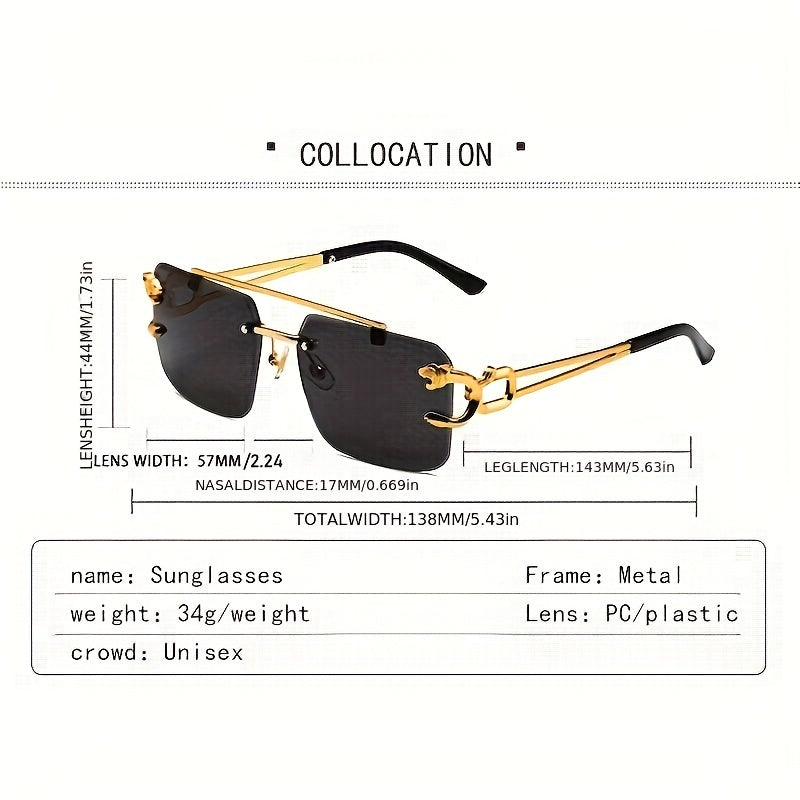 Leopard Retro Sunglasses for Men - Double Beam Frameless Cut Edge