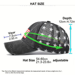 Unisex Mesh Sunshade Baseball Cap with US Flat Embroidery