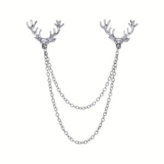Deer Horn Chain Brooch Zinc Alloy Chain Tassel Brooch Pin