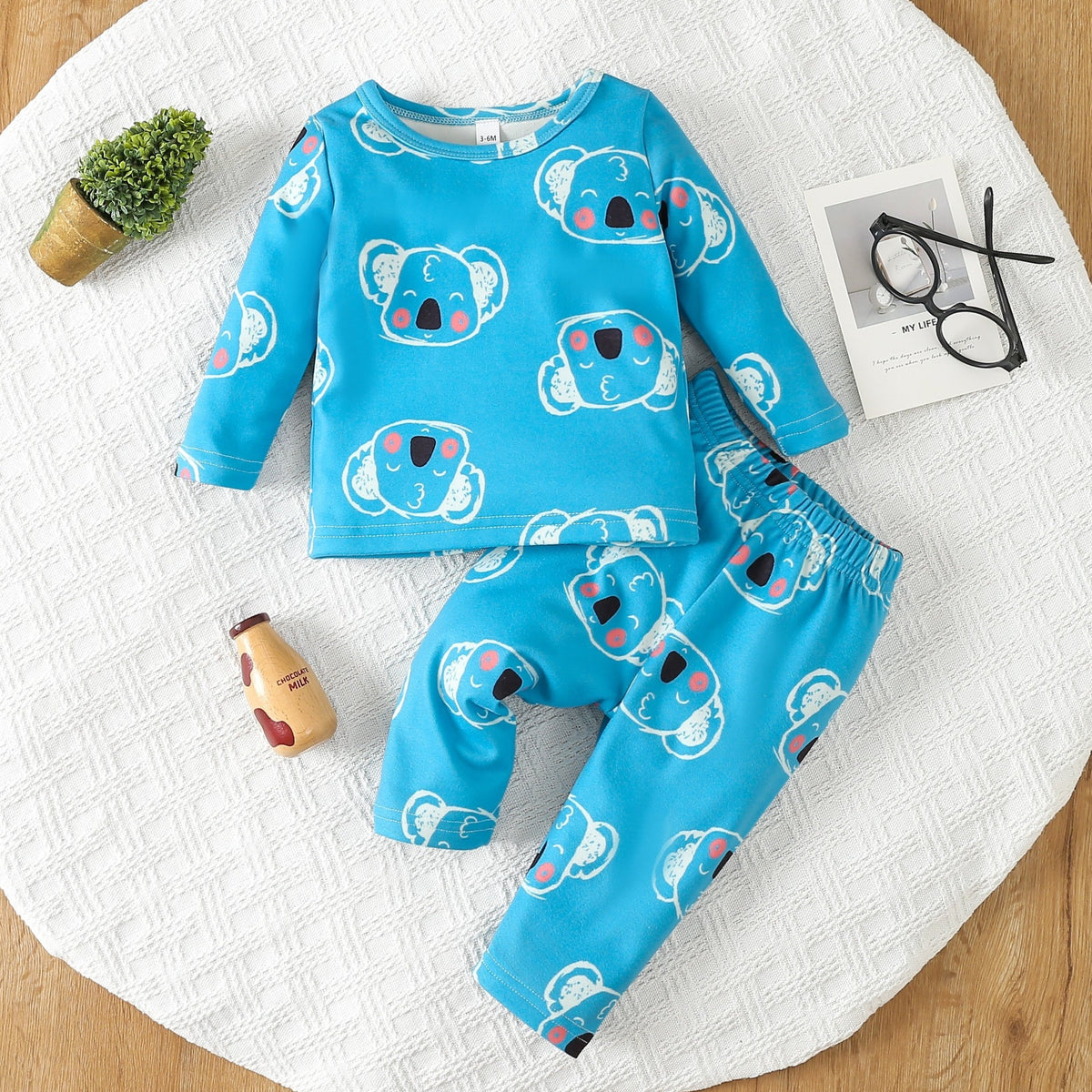 Baby Boy Pajama Set Cartoon Graphic Pullover Top Trousers Set