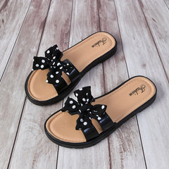 Toddler Girls Bow Strap Open Back Sandals Casual Slip On Mule Shoes