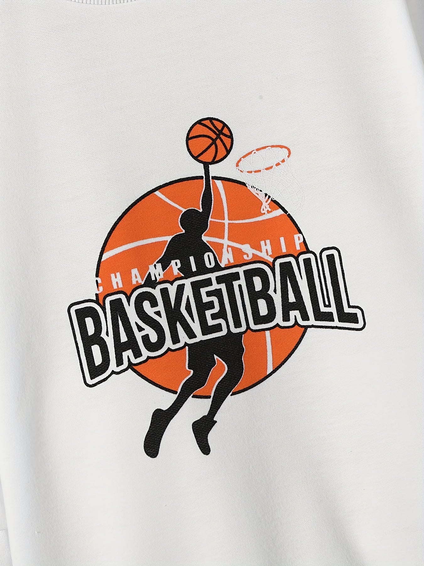 Basketball Print Boys Pullover Sweatshirt Long Sleeve Crew Neck Kids Clothing