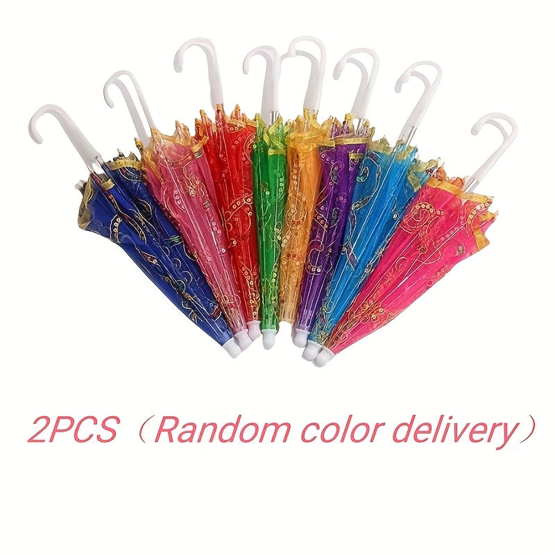 2pcs Colorful Lace Umbrella Set for Dollhouse Photography Props