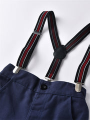 Boys Striped Shirt & Suspender Pants Set