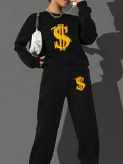 Women's Plus Graphic Print Sweatshirt & Joggers Set