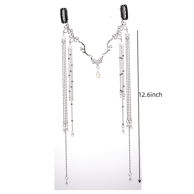 Chinese Vintage Tassel Headpiece Rhinestone Hair Pin