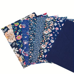 8pcs Dark Flower Printed Fabric Patchwork Doll Needlework DIY Sewing Material