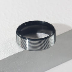 Engraved Grooves Stainless Steel Brushed Ring