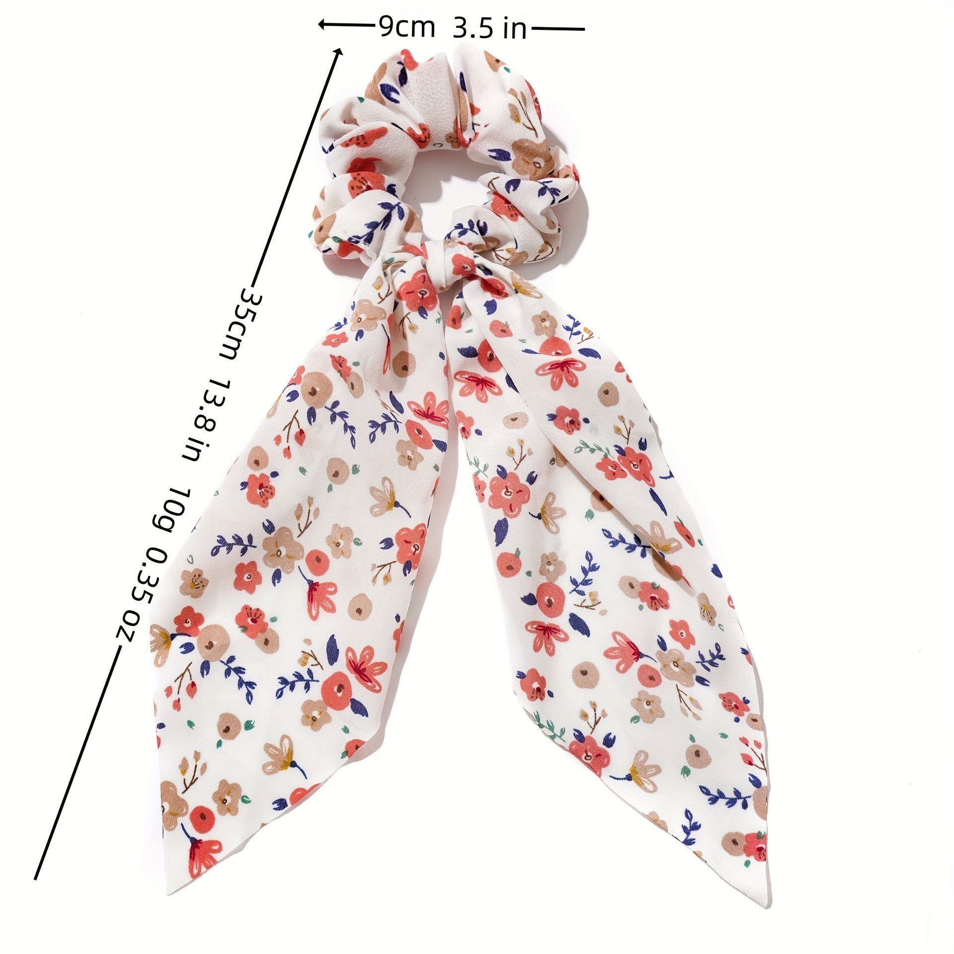 Floral Scrunchies with Rabbit Ears Hair Tie