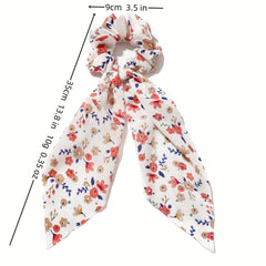 Floral Scrunchies with Rabbit Ears Hair Tie