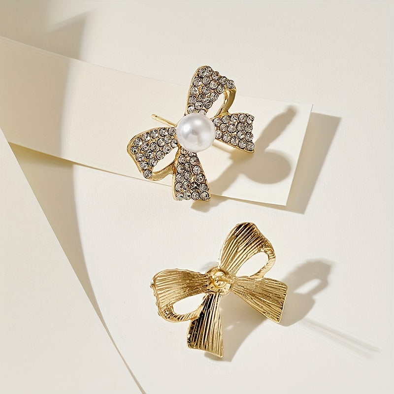 Artificial Crystal Decor Bowknot Stud Earrings 18K Plated Jewelry