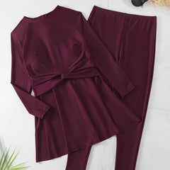 Women's Modest Plus Size Tankini Set with Twist Front Top & Leggings