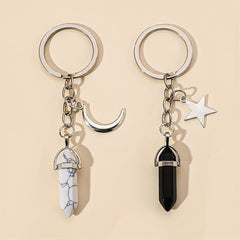 Crystal Decor Keychain Metal Star Moon Key Ring Purse Bag Charm Gift