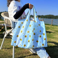 Butterfly Print Nylon Tote Bag Reusable Shopping Bags Large Capacity