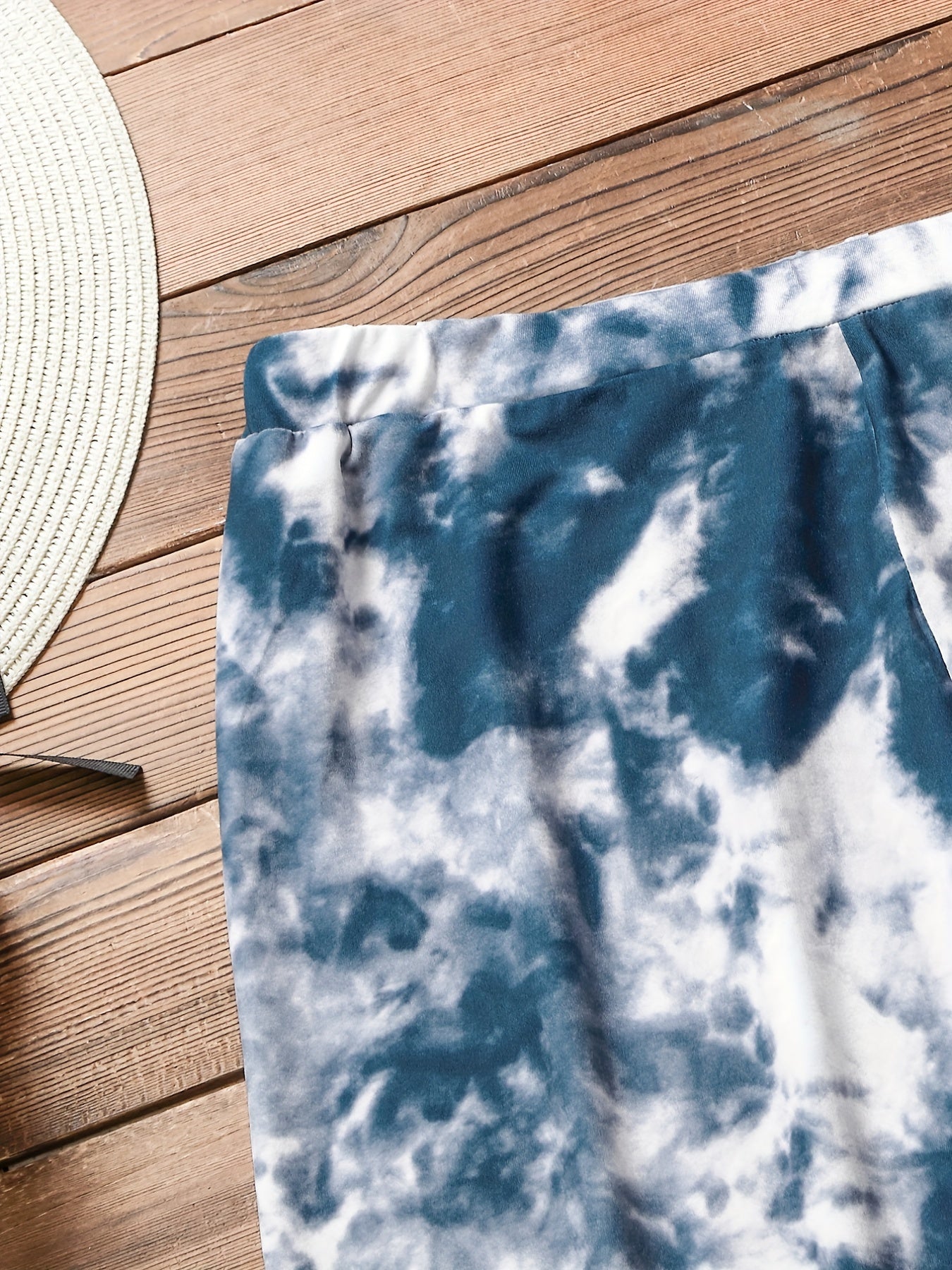 Women's Plus Tie Dye Print Medium Stretch Elastic Biker Pants