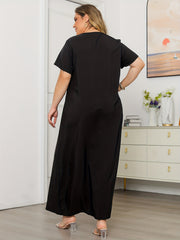  Solid Short Sleeve Maxi Dress