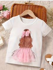 Cartoon 3D Graphic Baby Girl's T-shirt Blouse