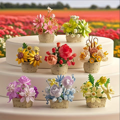 Building Blocks Flower Basket Eternal Bouquet Assembly Toys