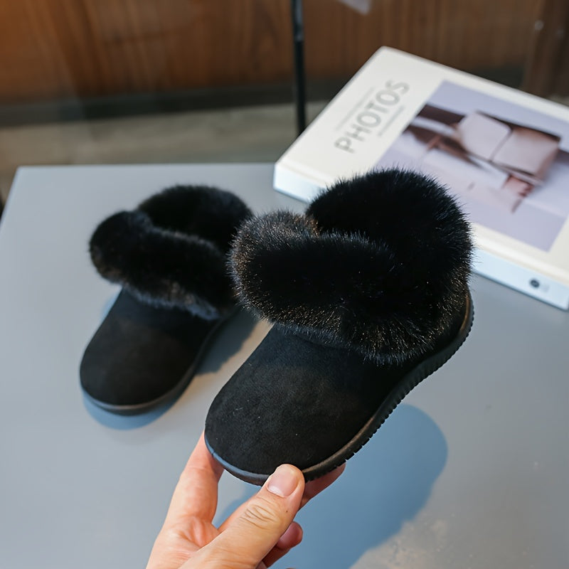 Girls' Furry Snow Boots Soft Warm Plus Fleece Boots for Outdoor Walks