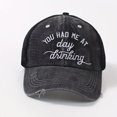 Distressed Trucker Hat Ponytail Baseball Cap Embroidery Washed Dad Hats