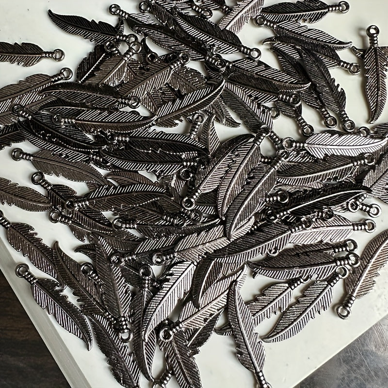 100pcs Feather Pendants DIY Jewelry Making Various Colors