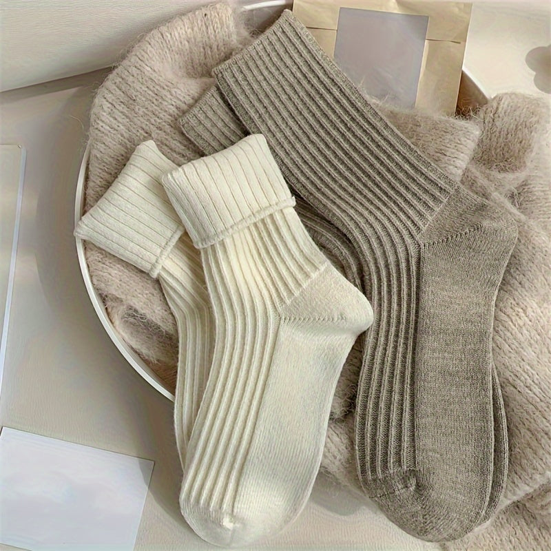 5 Pairs Solid Socks Comfy & Soft Women's Stockings