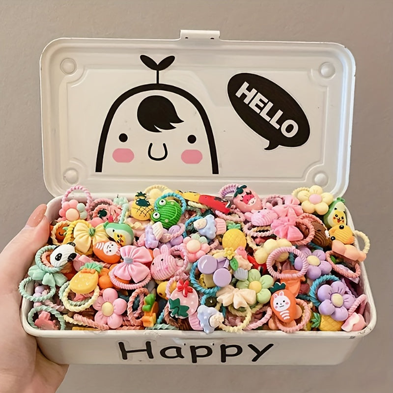 50pcs Cartoon Hair Tie for Babies High Elastic Hair Accessories
