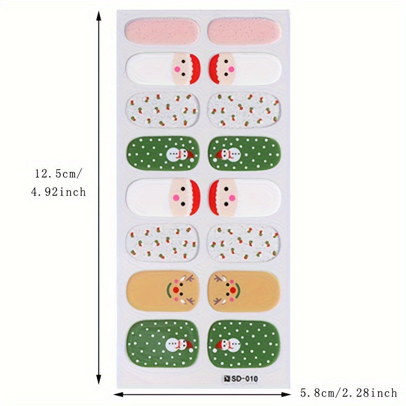 Christmas Nail Art Stickers Santa Reindeer Snowflakes Tree Designs Self Adhesi