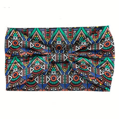 Boho Style Printed Elastic Knotted Headband Wide Brim Hairband