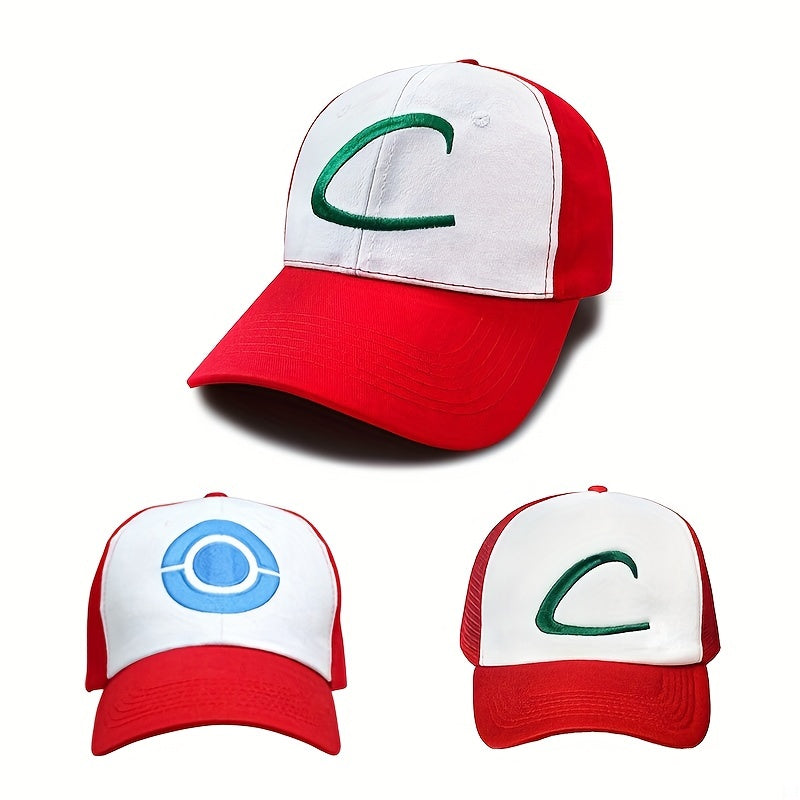Anime Embroidery Baseball Cap Red Block Sun Hat Casual Unisex Dad Hats