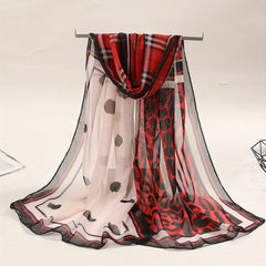 Leopard & Plaid Chiffon Shawl Scarf Sunscreen Head Wrap