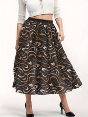  Abstract Stripe Print Maxi Skirt