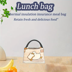 Duck & Bread Pattern Lunch Bag Insulated Tote for Work School Picnic