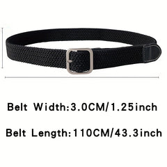 Elastic Woven Canvas Belt Men Women Casual Square Buckle