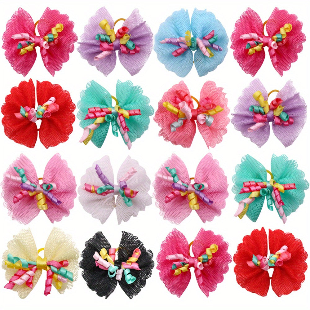 5pcs Lace Pet Bow for Dogs Stylish Pet Headwear