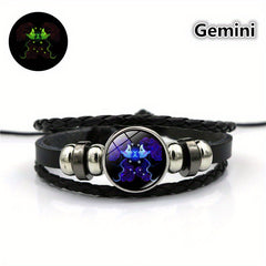 Luminous 12 Constellation Couple Bracelet Multilayer Beaded Braided