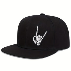Skull Rose Print Snapback Hat Hip Hop Unisex Solid Couple Baseball Cap