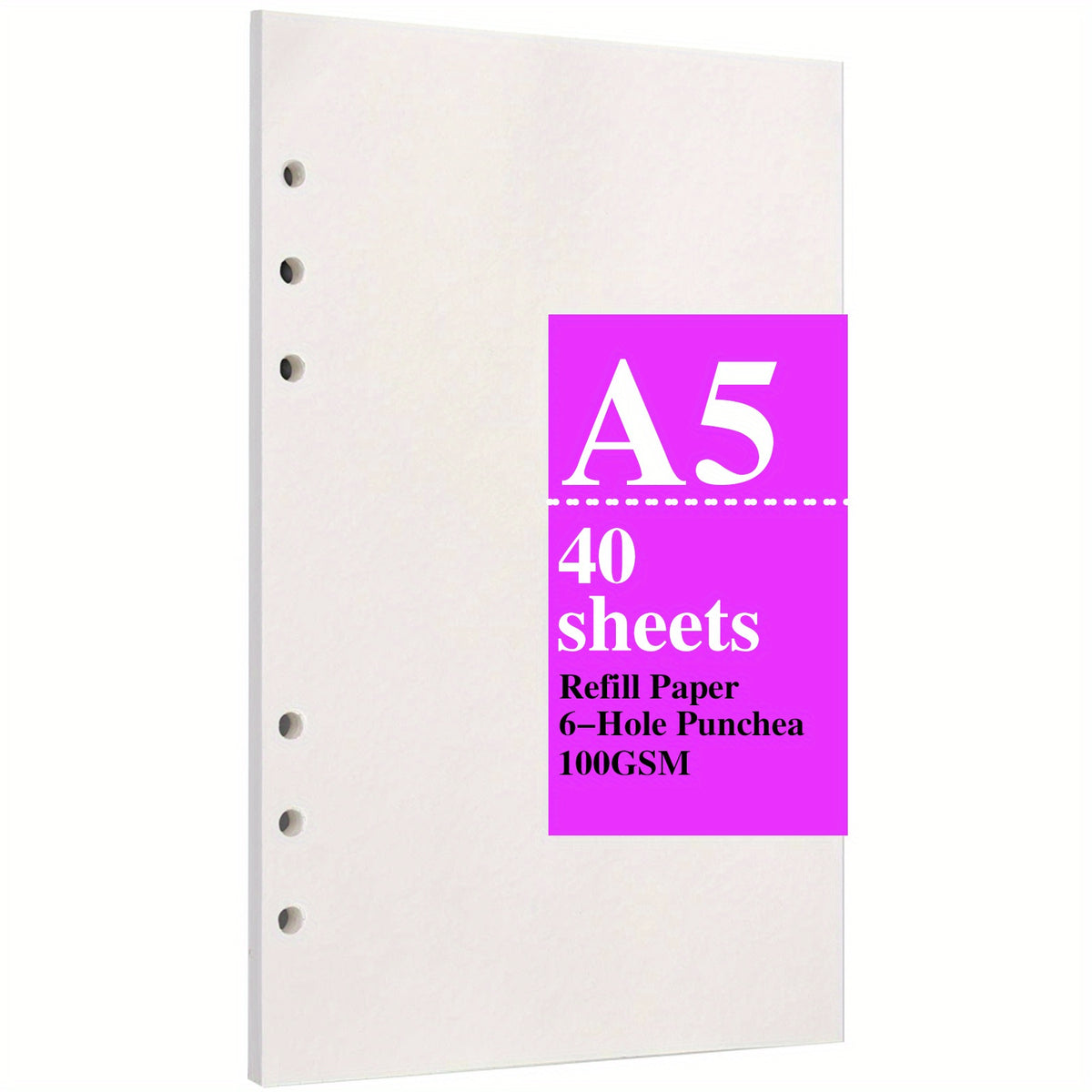 A5 Filler Paper 80 Pages Blank 6-Hole Punched