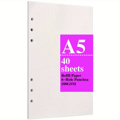 A5 Filler Paper 80 Pages Blank 6-Hole Punched