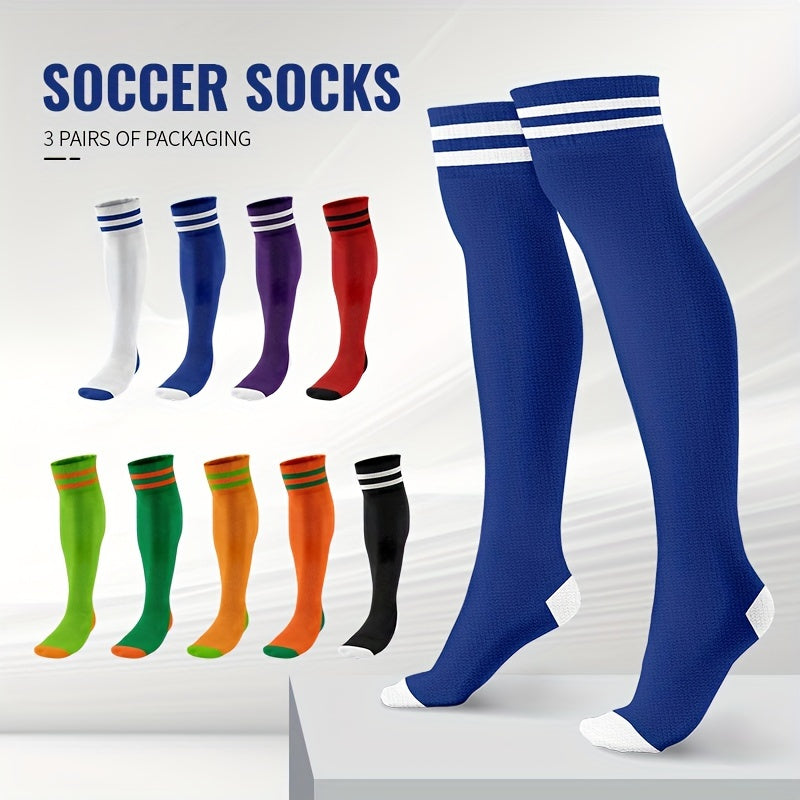3 Pairs Men's Breathable Soccer Thigh Socks for Sports
