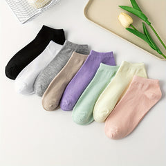 8 Pairs Women's Solid Low Cut Ankle Socks Soft & Lightweight