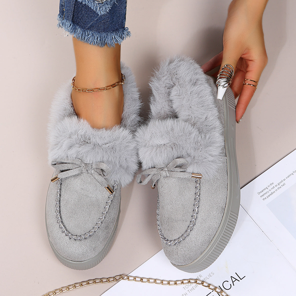 Women's Slip On Thermal Snow Shoes Winter Footwear