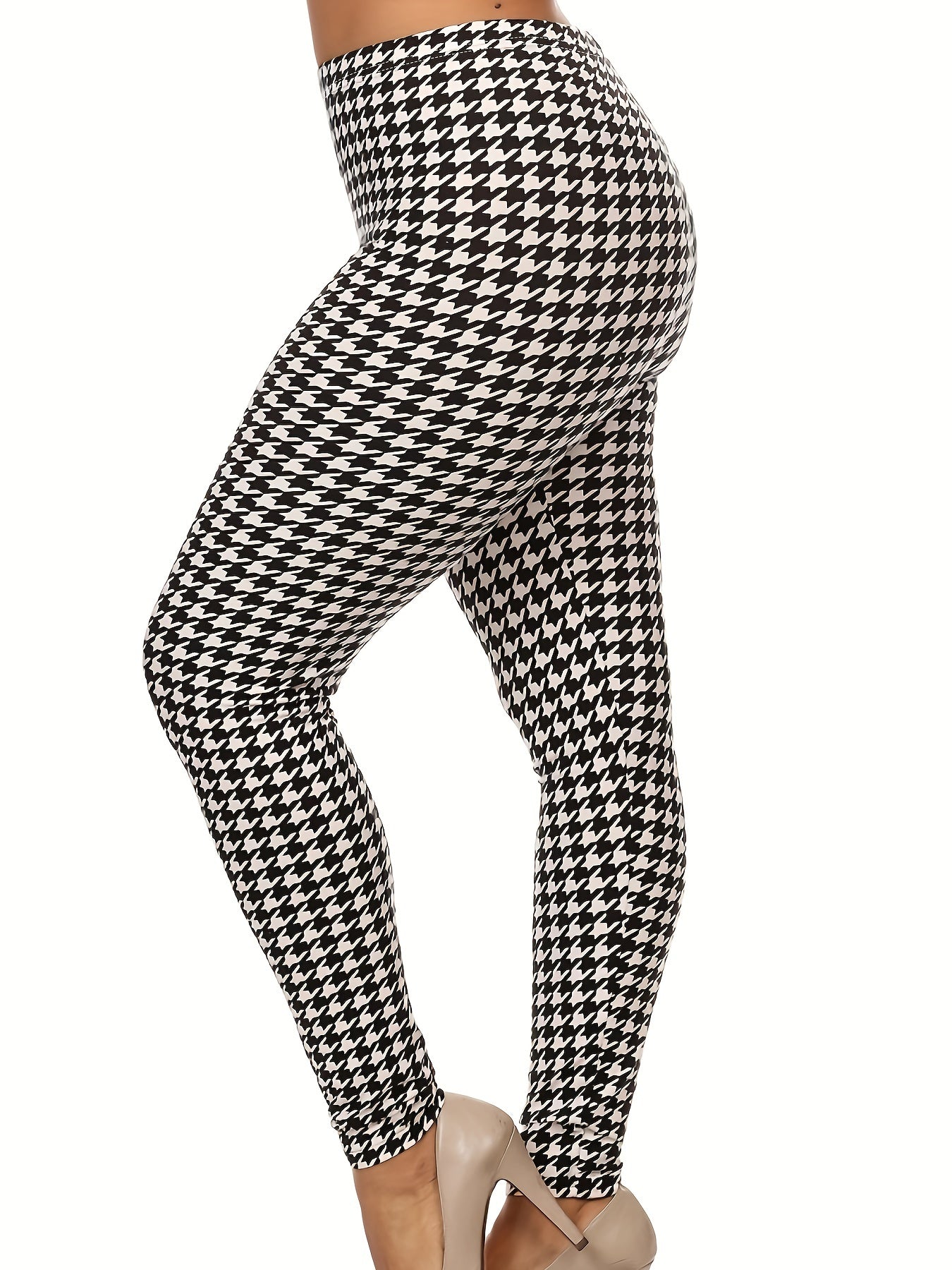  Houndstooth Print High Rise Leggings