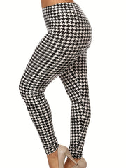  Houndstooth Print High Rise Leggings