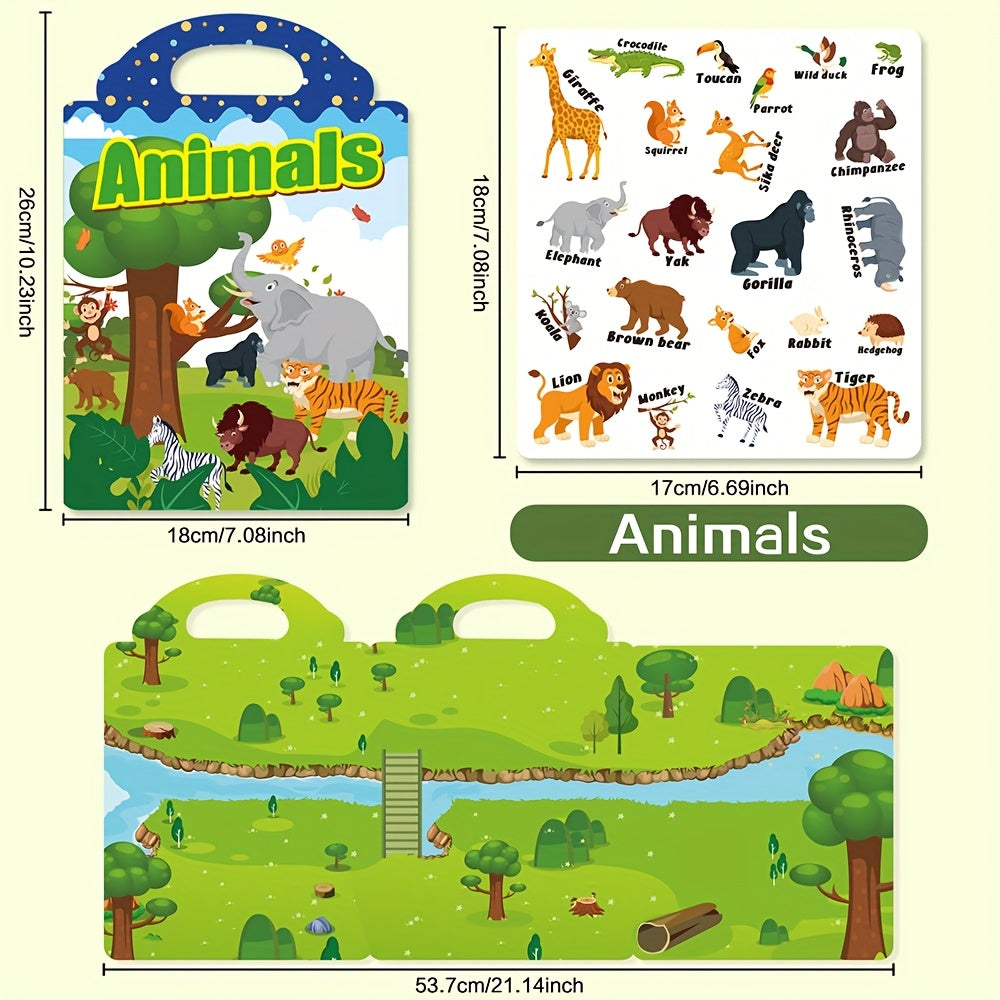 Reusable Sticker Book Vehicles & Animals Educational Toys