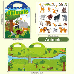 Reusable Sticker Book Vehicles & Animals Educational Toys